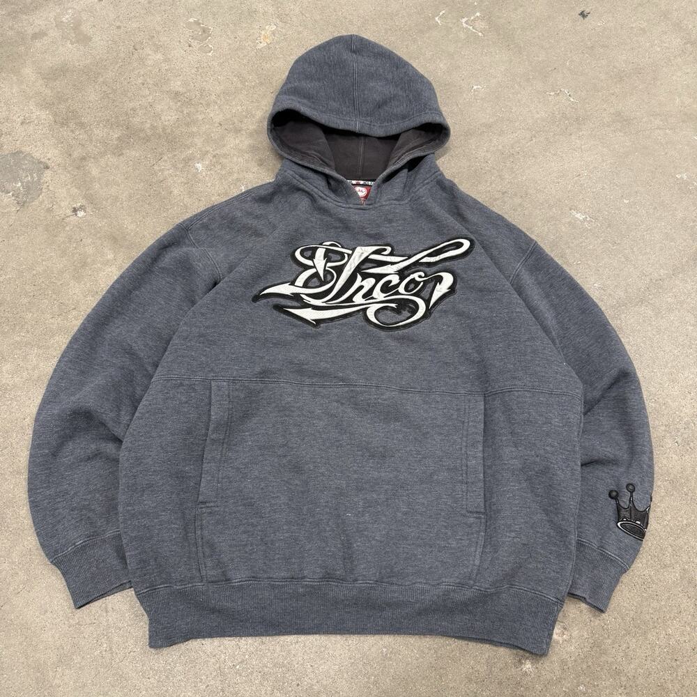VINTAGE 90s JNCO JEANS SKATE GRUNGE SURF GRAFFITI LOGO HOODIE CROWN 2XL